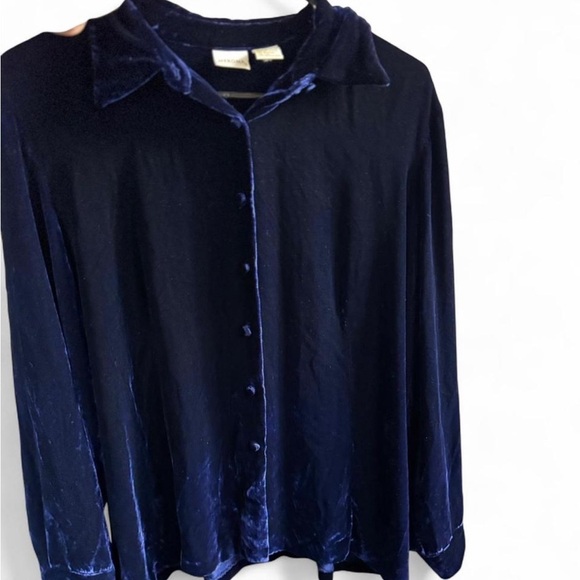 Merona Deep Blue Velvet Button Down Shirt - Picture 2 of 5